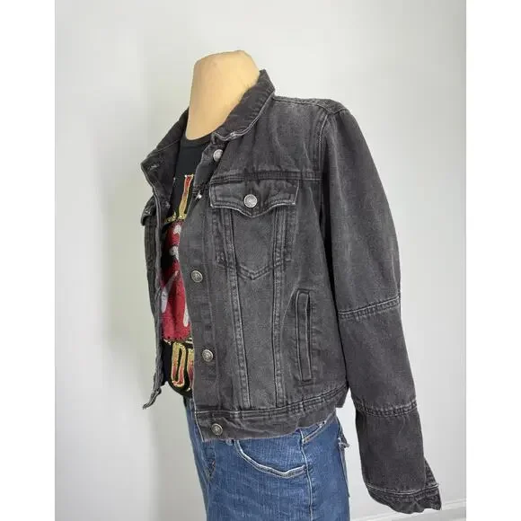 Vintage Free People black denim jacket , size M - Picture 2 of 10